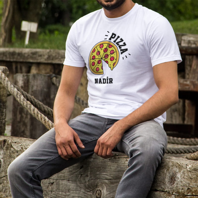 Pizza Tasarımlı Baba Tişört Bebek Zıbın Kombini - %100 Pamuklu Kumaş