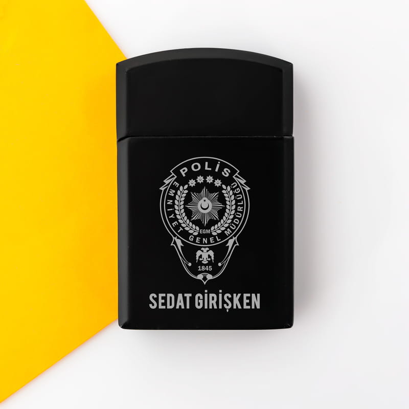 Polis Memurlarına Özel İsim Ve Logo Baskılı Siyah Çakmak