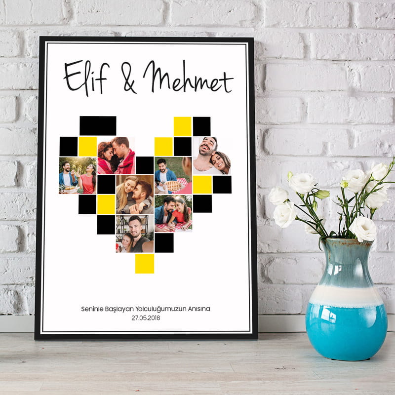 Romantik Anlar Kolaj Fotoğraf Baskılı 30x40 Kanvas Tablo