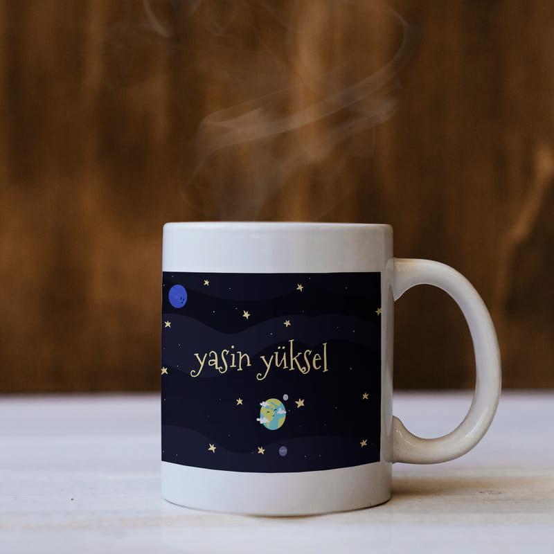 Uzay Temalı Kupa Bardak Altı Seti