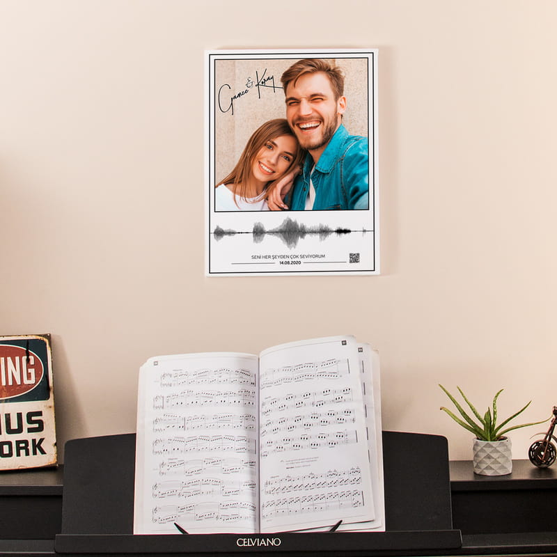 Yıldönümü Hediyesi Sesli Dekoratif Kanvas Tablo 30x40