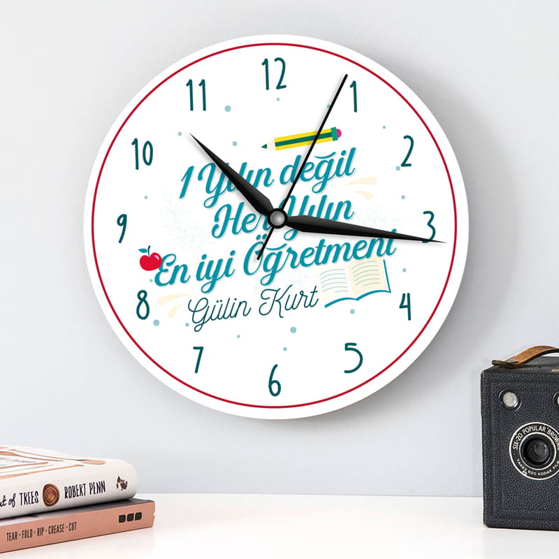 1 Yılın Değil Her Yılın En İyi Öğretmenine Esprili Tasarımlı Duvar Saati
