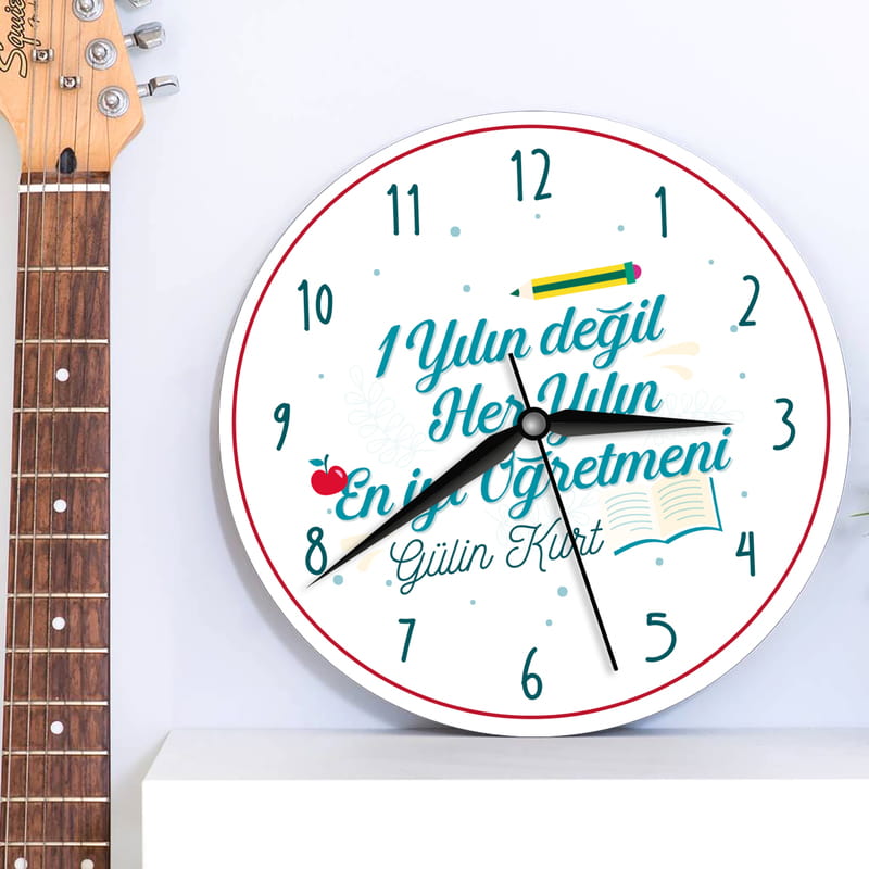 1 Yılın Değil Her Yılın En İyi Öğretmenine Esprili Tasarımlı Duvar Saati