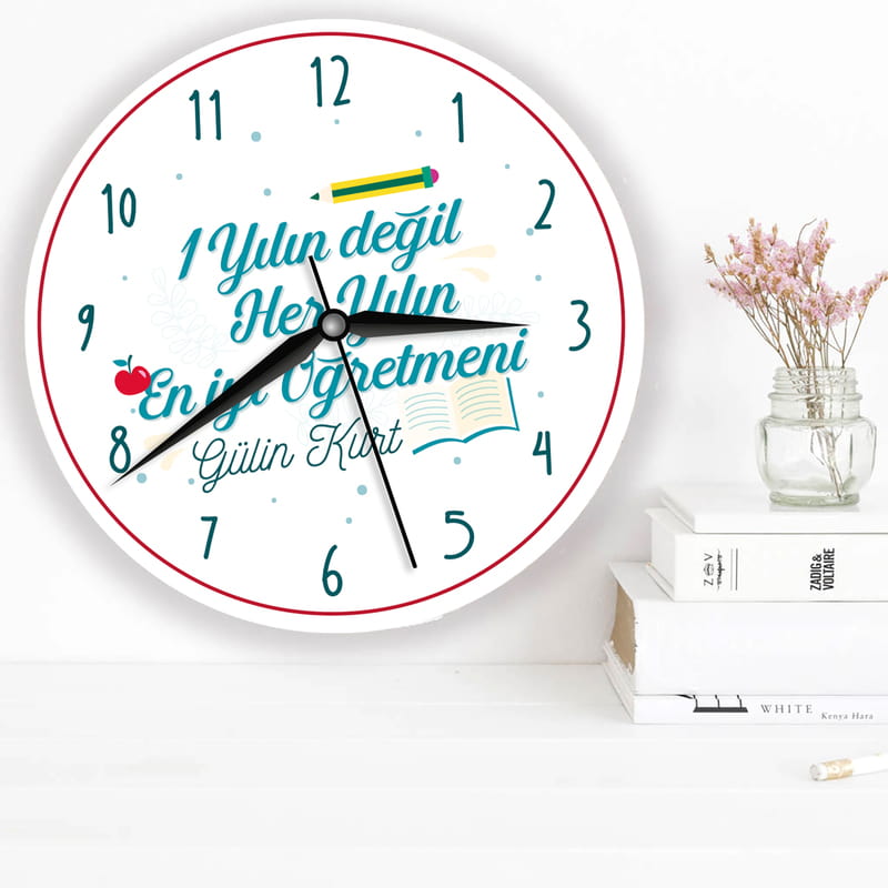 1 Yılın Değil Her Yılın En İyi Öğretmenine Esprili Tasarımlı Duvar Saati