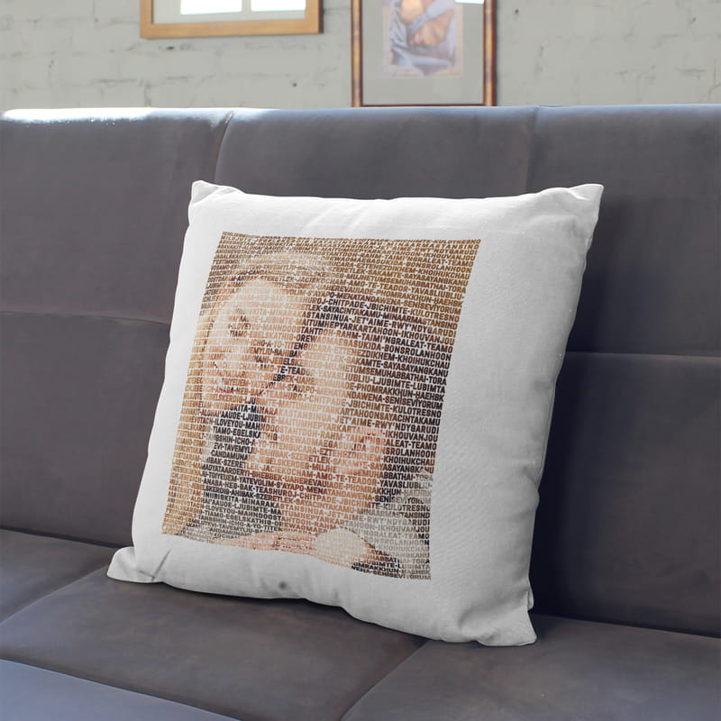 100 Dilde Seni Seviyorum Yazılı Fotoğraf Baskılı Yastık