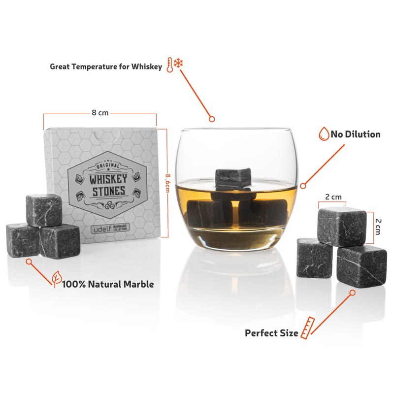 3 adet 12'li Premium Doğal Mermer Viski Taşı