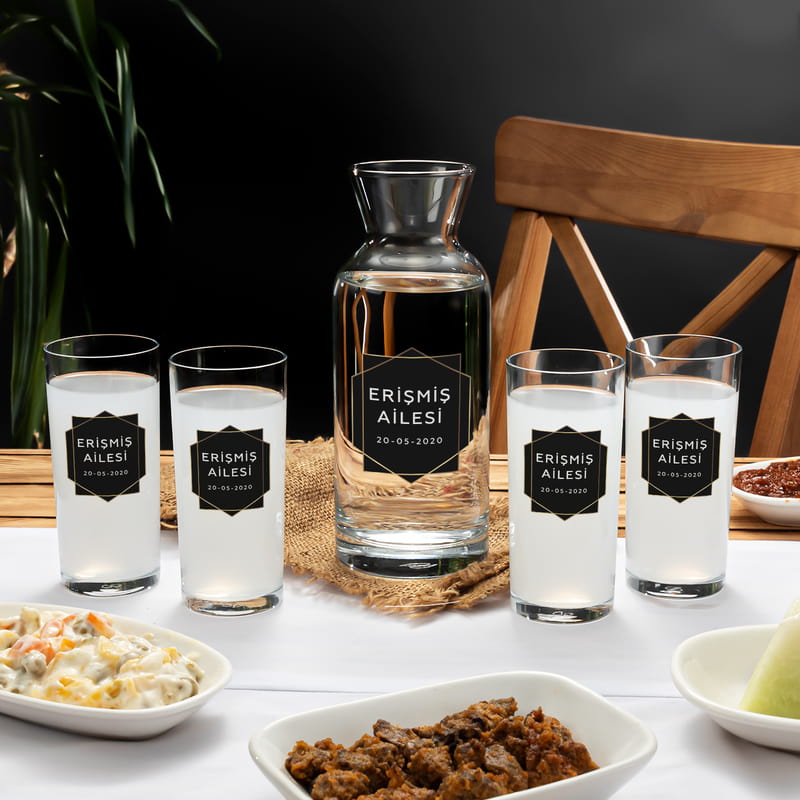 Aile İsimli Ev Hediyesi 4+1 Rakı Kadehi Seti