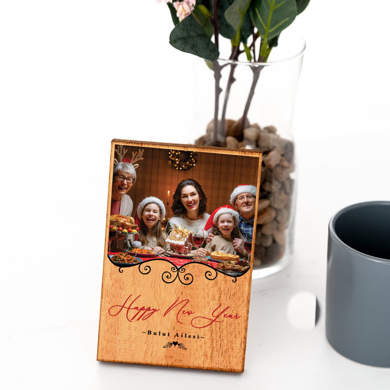 Aileye Yılbaşı Hediyesi Fotoğraf Baskılı Masif Çerçeve