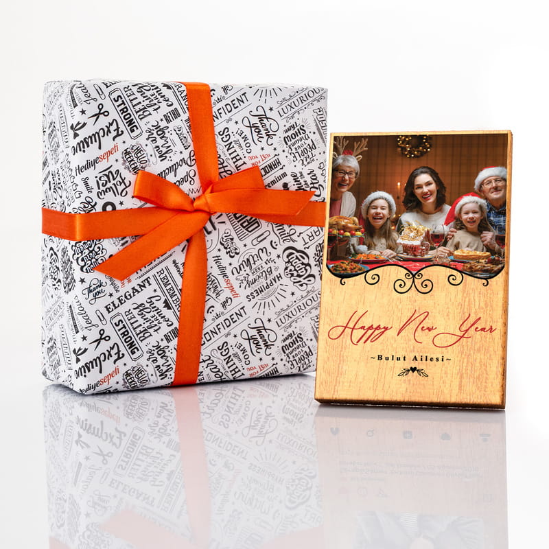 Aileye Yılbaşı Hediyesi Fotoğraf Baskılı Masif Çerçeve