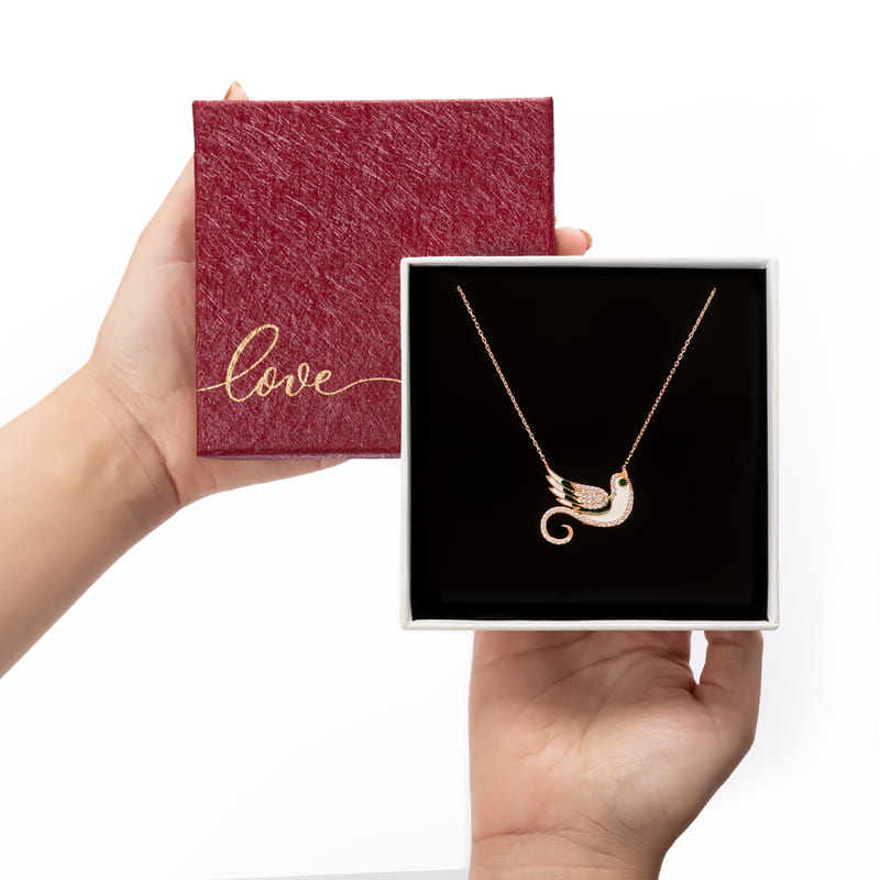 Altın Kaplamalı Zümrüt Anka Kuşu Kolye