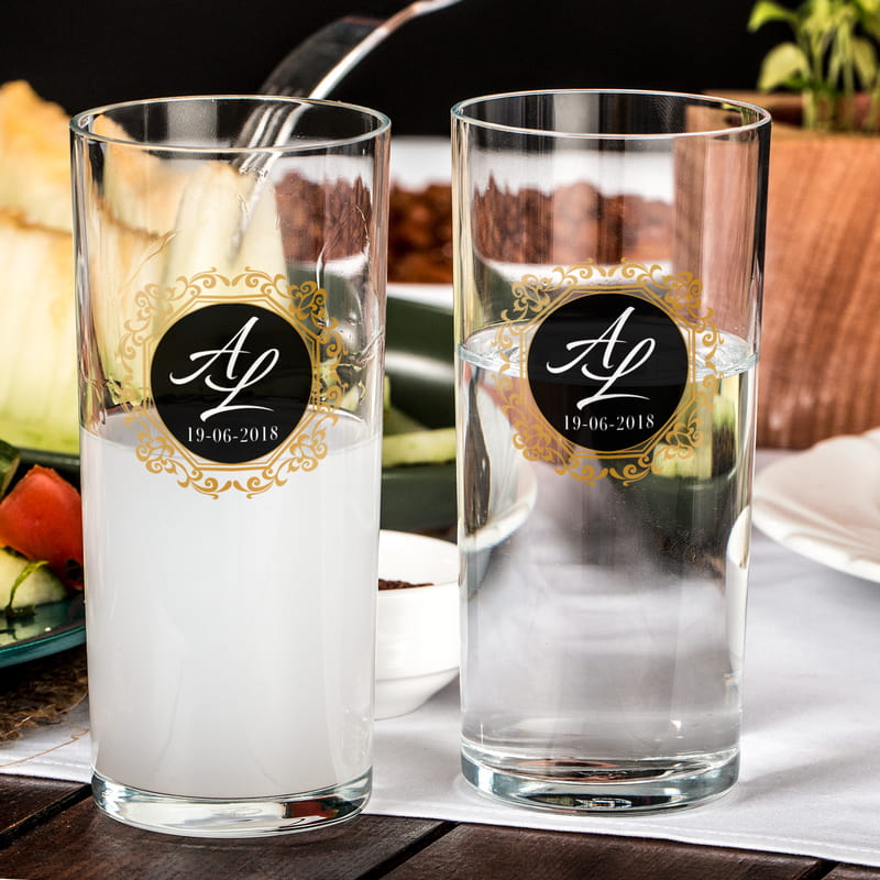 Altın Şıklığı Kişiye Özel Hediyelik Rakı Kadehi Seti