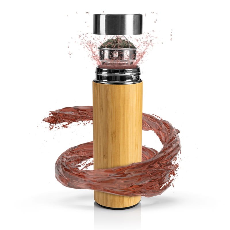 Arkadaşa Hediye Monogram Logolu Filtreli Kapsül Bambu Termos