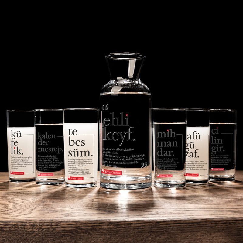 Arkadaşa Hediye Sözlük Serisi Kelime Anlamı 6'lı Rakı Kadehi Seti