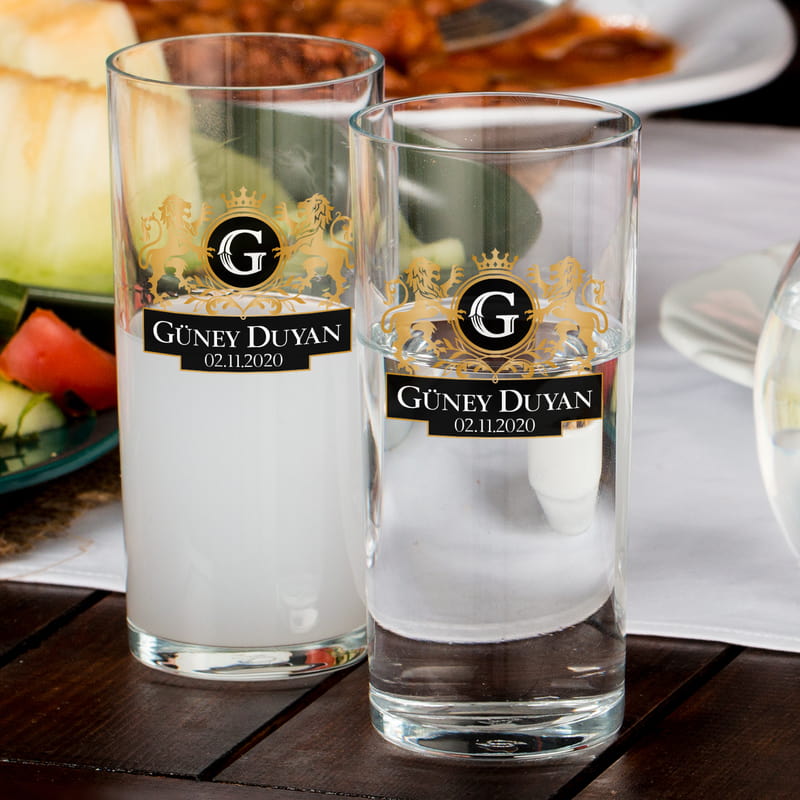 Aslan Figürlü Premium Kişiye Özel Rakı Kadehi Seti