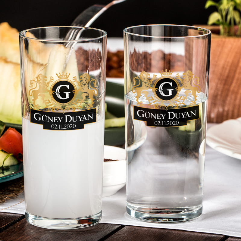 Aslan Figürlü Premium Kişiye Özel Rakı Kadehi Seti