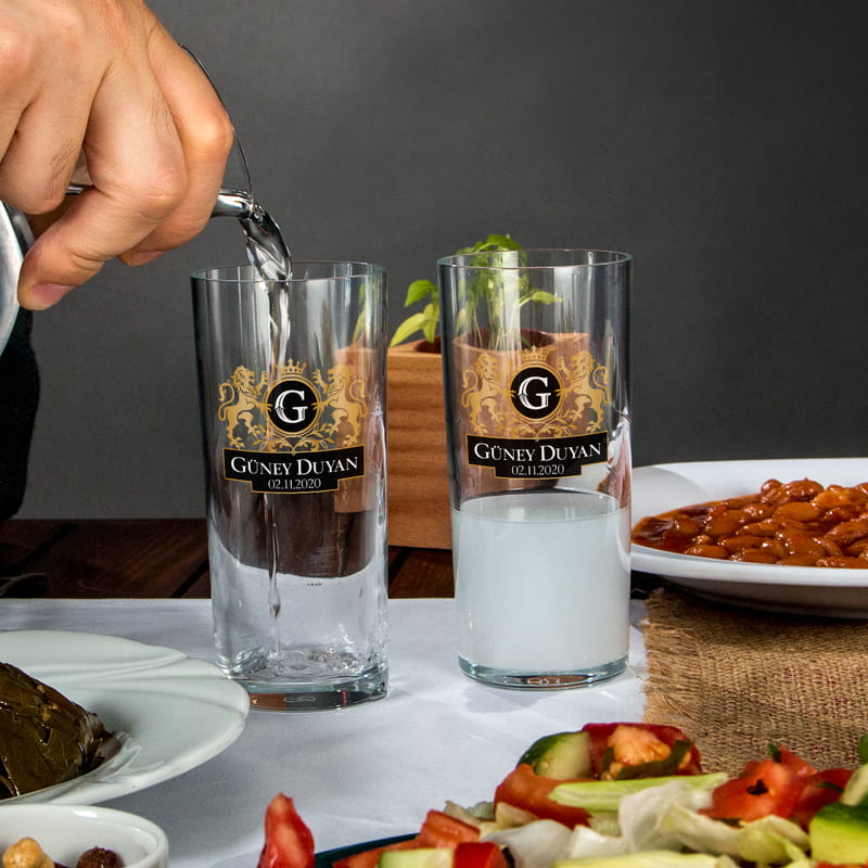 Aslan Figürlü Premium Kişiye Özel Rakı Kadehi Seti