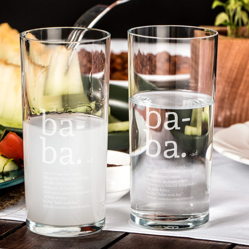 Baba Tanımı Tasarımlı İsme Özel Ahşap Kutulu Rakı Seti