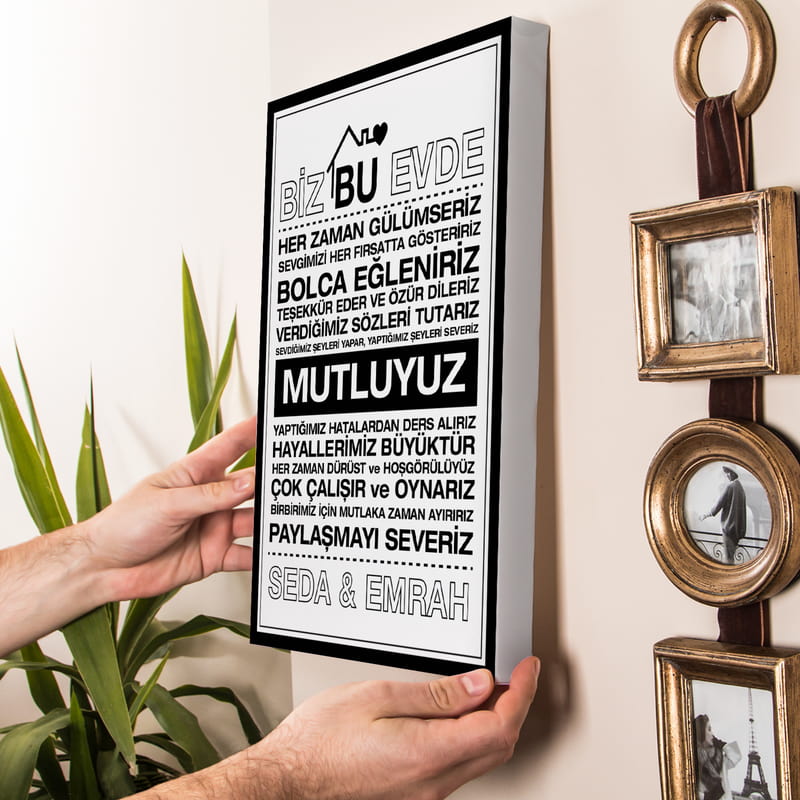 Bu Evde Mottolu Ev Dekorasyonu Kişiye Özel 30x40 Kanvas Tablo