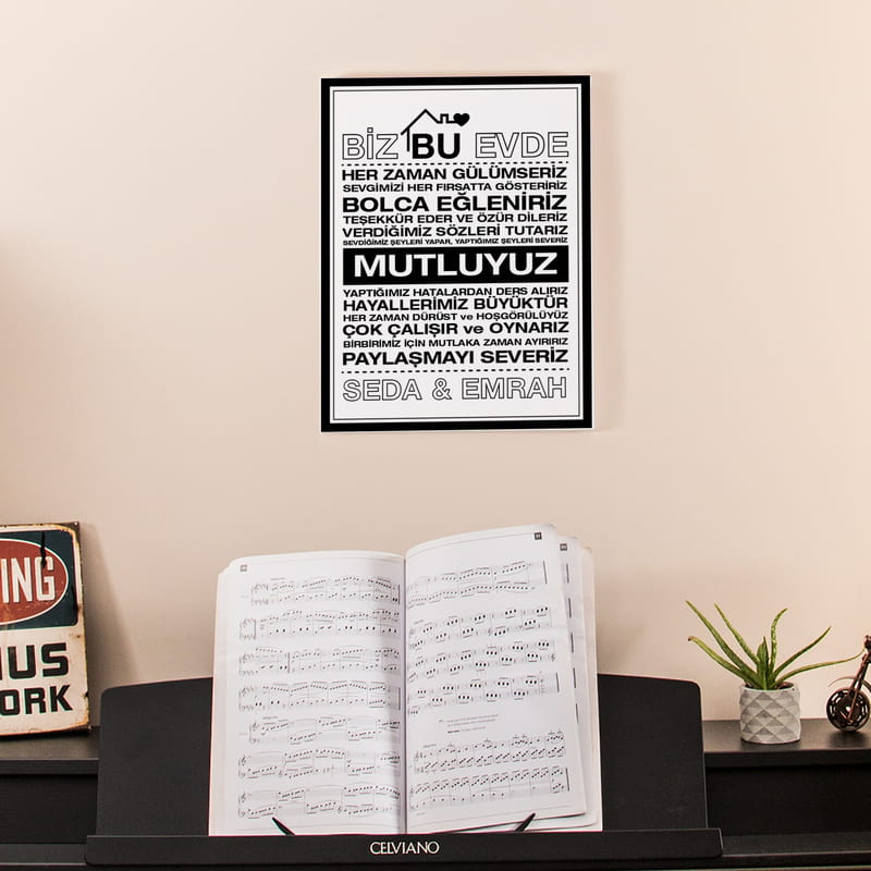 Bu Evde Mottolu Ev Dekorasyonu Kişiye Özel 30x40 Kanvas Tablo