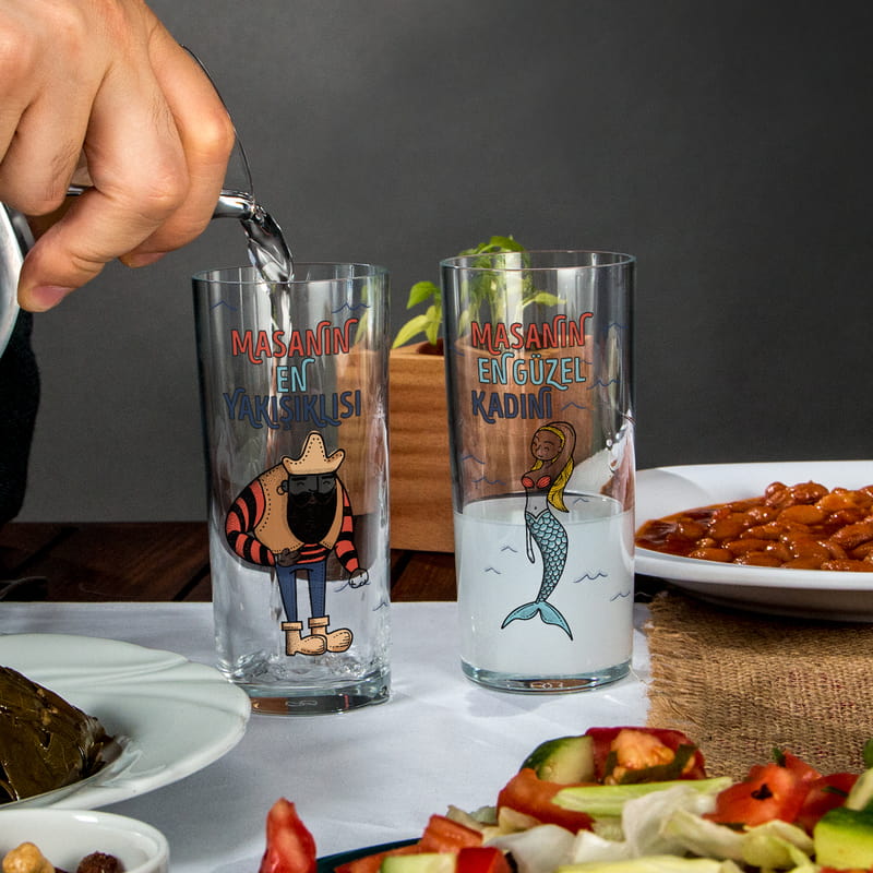 Çiftlere Hediye Esprili Rakı Kadehi Seti