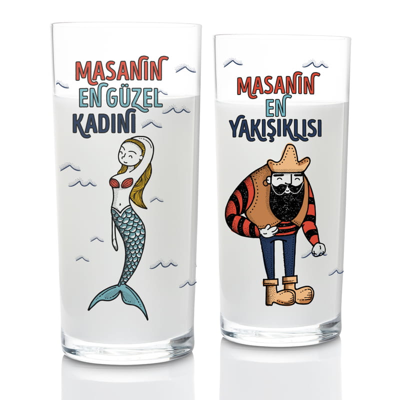 Çiftlere Hediye Esprili Rakı Kadehi Seti