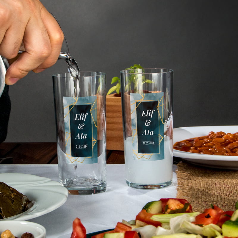 Çiftlere Özel İsim Yazılı Rakı Kadehi Seti