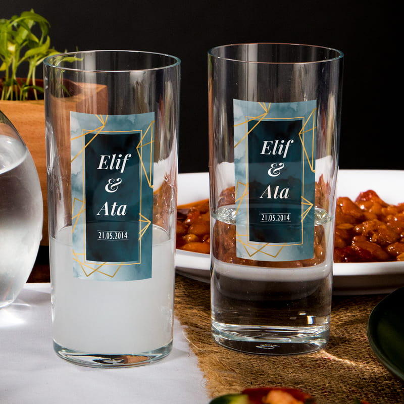 Çiftlere Özel İsim Yazılı Rakı Kadehi Seti