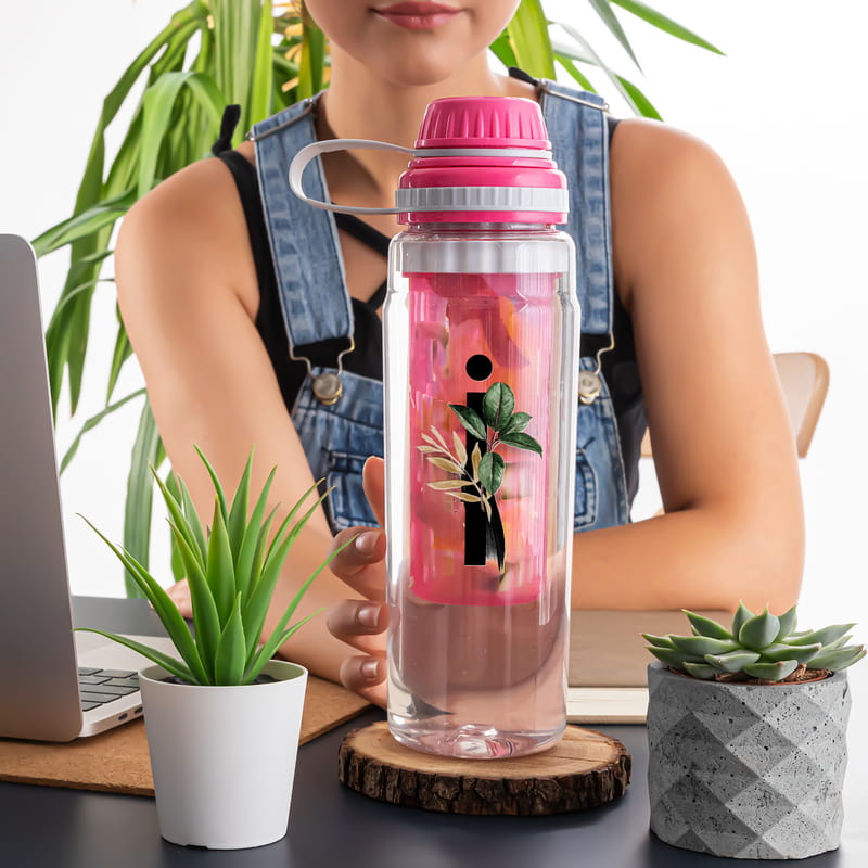 Dekoratif Baş Harf Yazılı Kişiye Özel Süzgeçli Su Şişesi