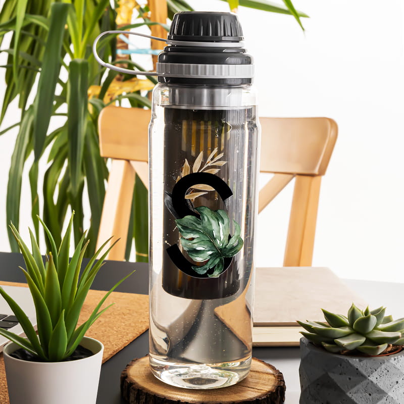 Dekoratif Baş Harf Yazılı Kişiye Özel Süzgeçli Su Şişesi