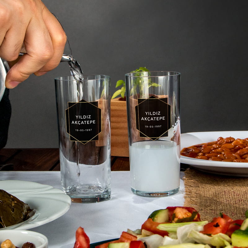 Doğum Günü Hediyesi İsim ve Tarih Yazılı Rakı Kadehi Seti