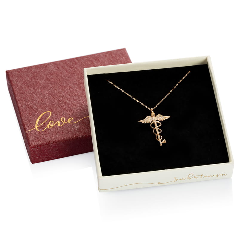 Doktora Hediye Tıp Sembollü Gümüş Kolye