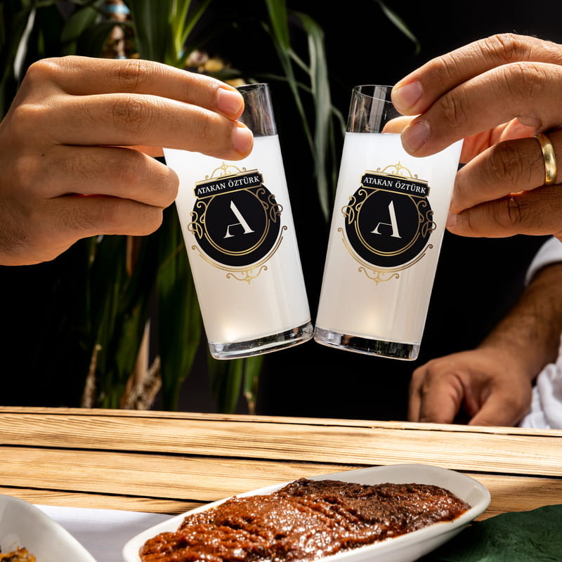 Erkek Arkadaşa Hediye İsim Yazılı 2li Rakı Kadehi Karaf Seti