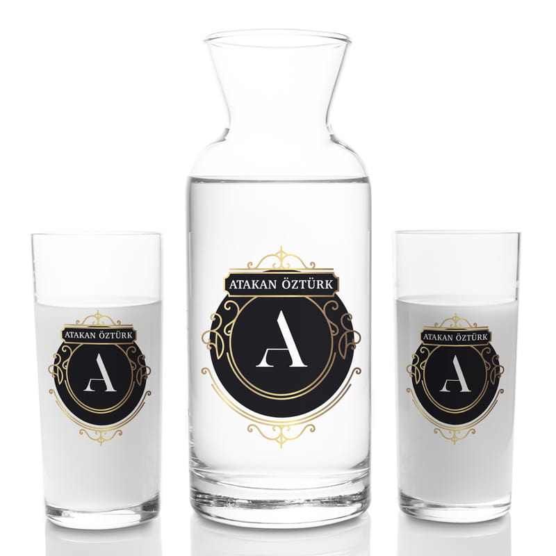Erkek Arkadaşa Hediye İsim Yazılı 2li Rakı Kadehi Karaf Seti