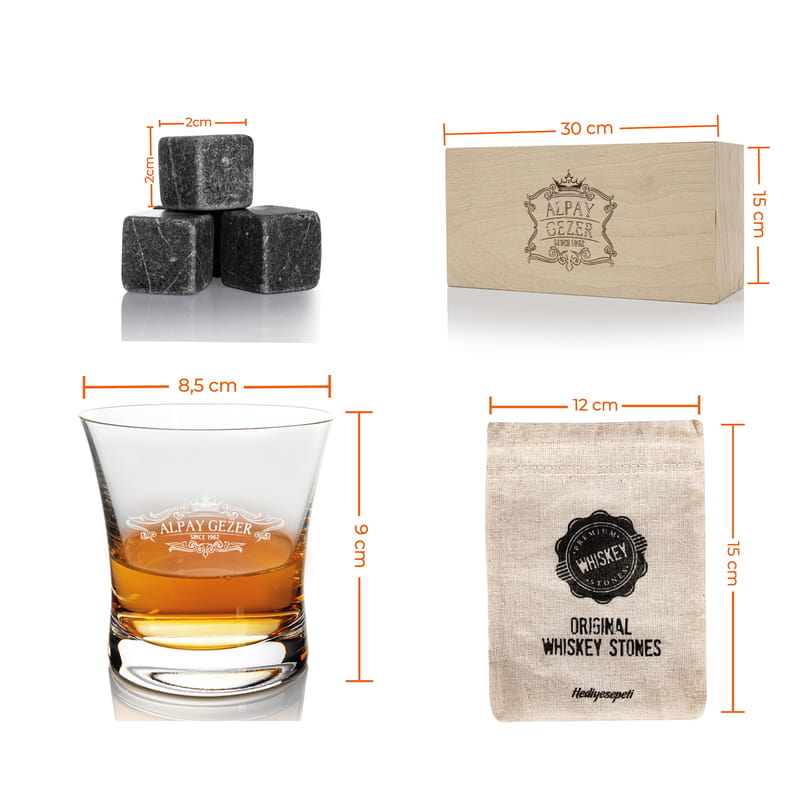 Erkek Arkadaşa Hediye İsme Özel Kutulu 2'li Viski Kadeh Seti