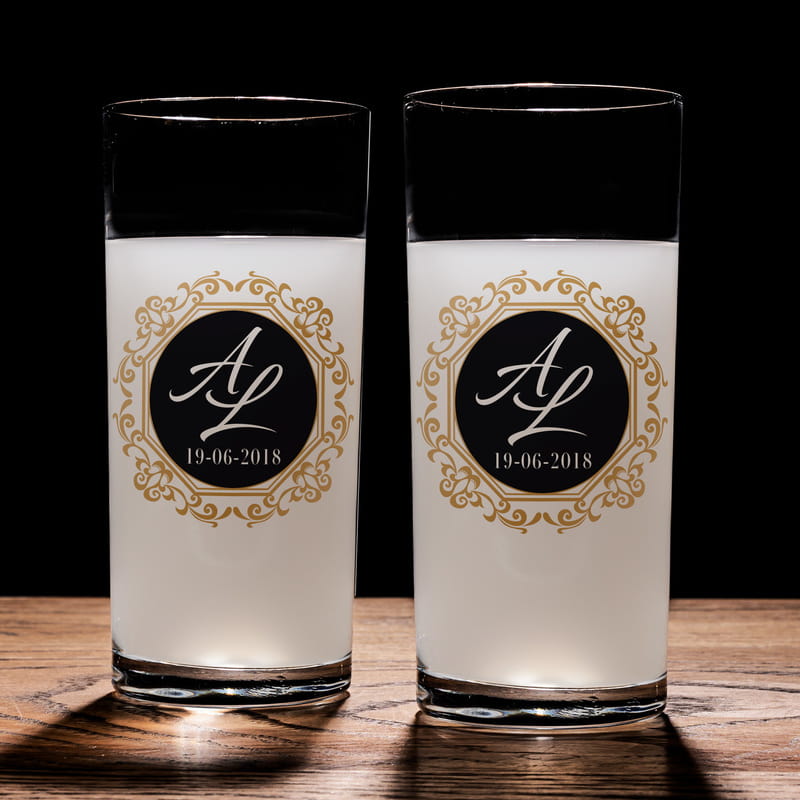 Eşe Hediye Harf Yazılı 2li Rakı Kadehi Karaf Seti