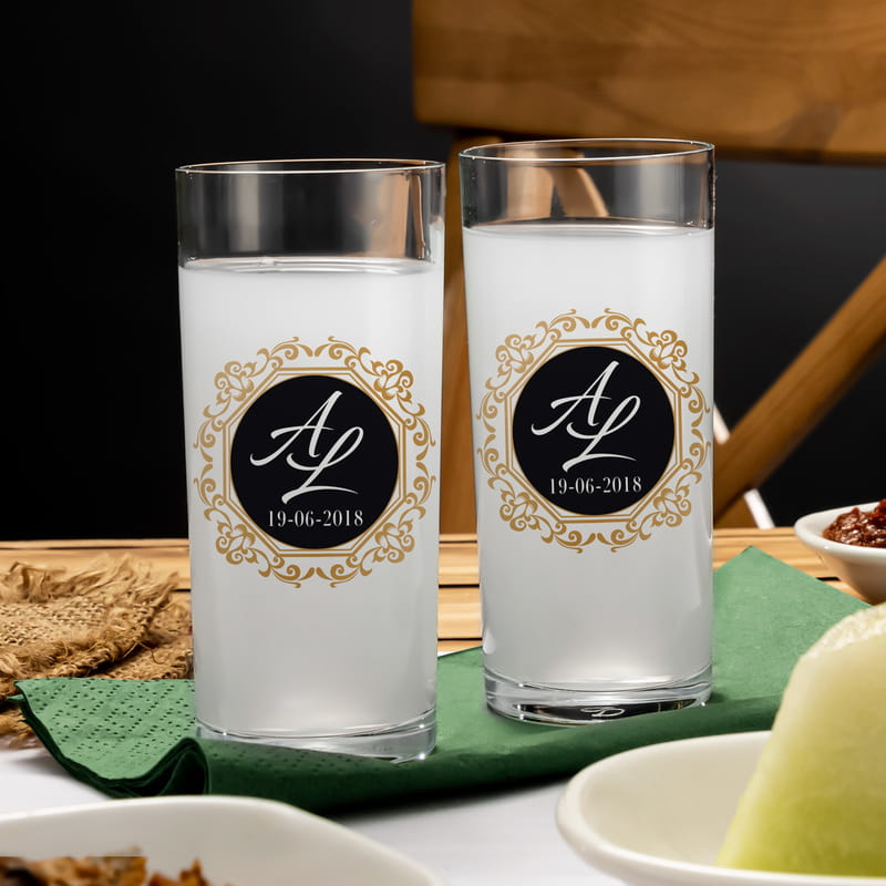 Eşe Hediye Harf Yazılı 2li Rakı Kadehi Karaf Seti