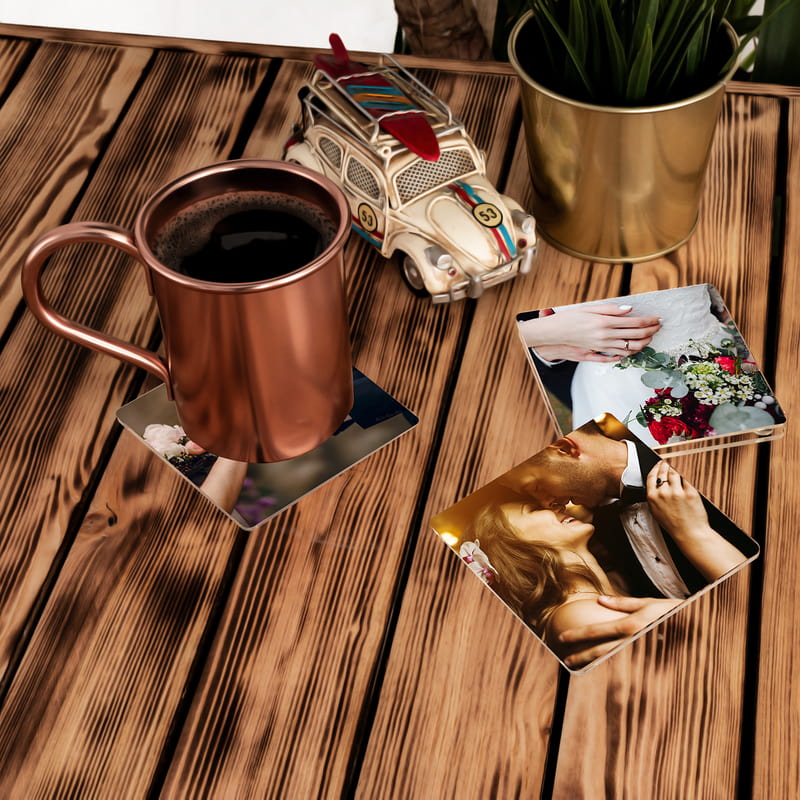 Fotoğraf Baskılı 4lü Akrilik Bardak Altlığı Seti