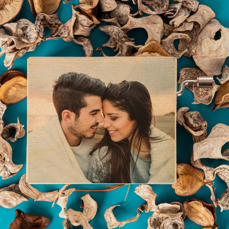 Fotoğraf Baskılı Kişiye Özel Ahşap Müzik Kutusu