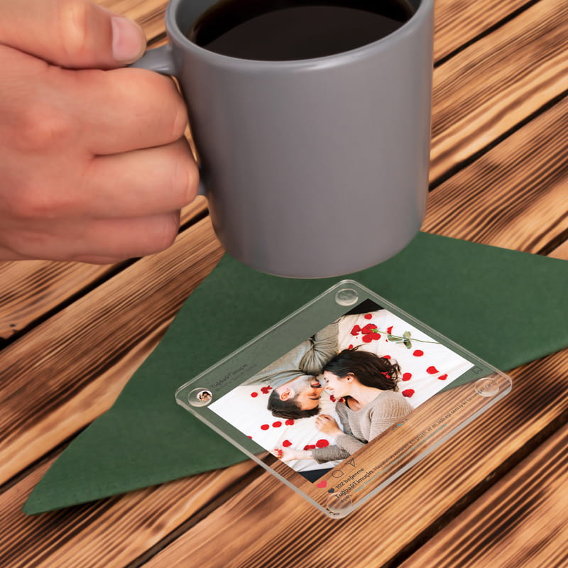 Fotoğraflı Sosyal Medya Tasarımlı Hatıralık Bardak Altlığı Seti