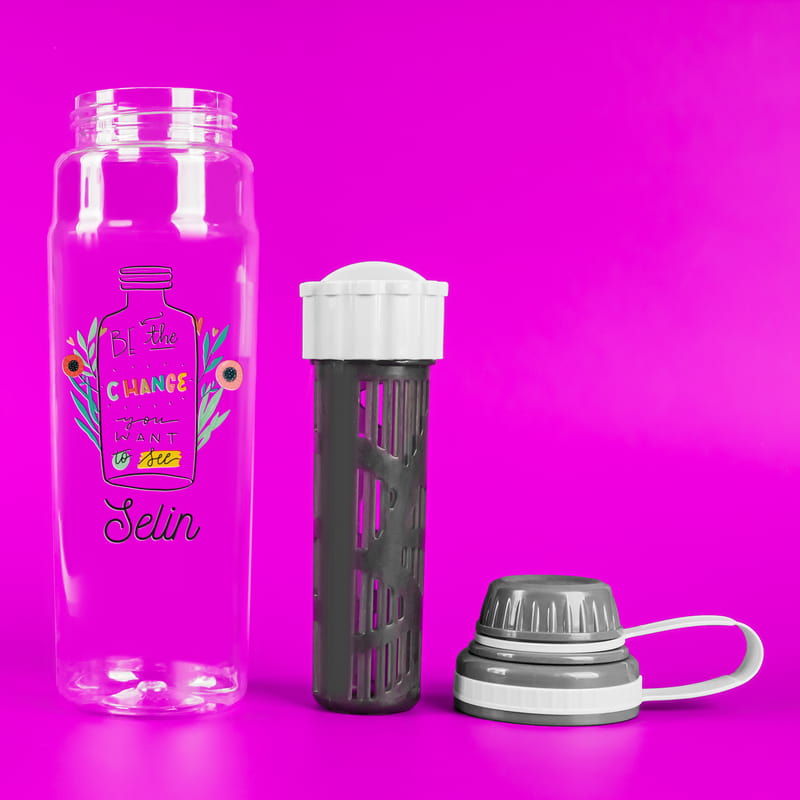 Görmek İstediğin Değişim Ol Mottolu Detoks Süzgeçli Matara