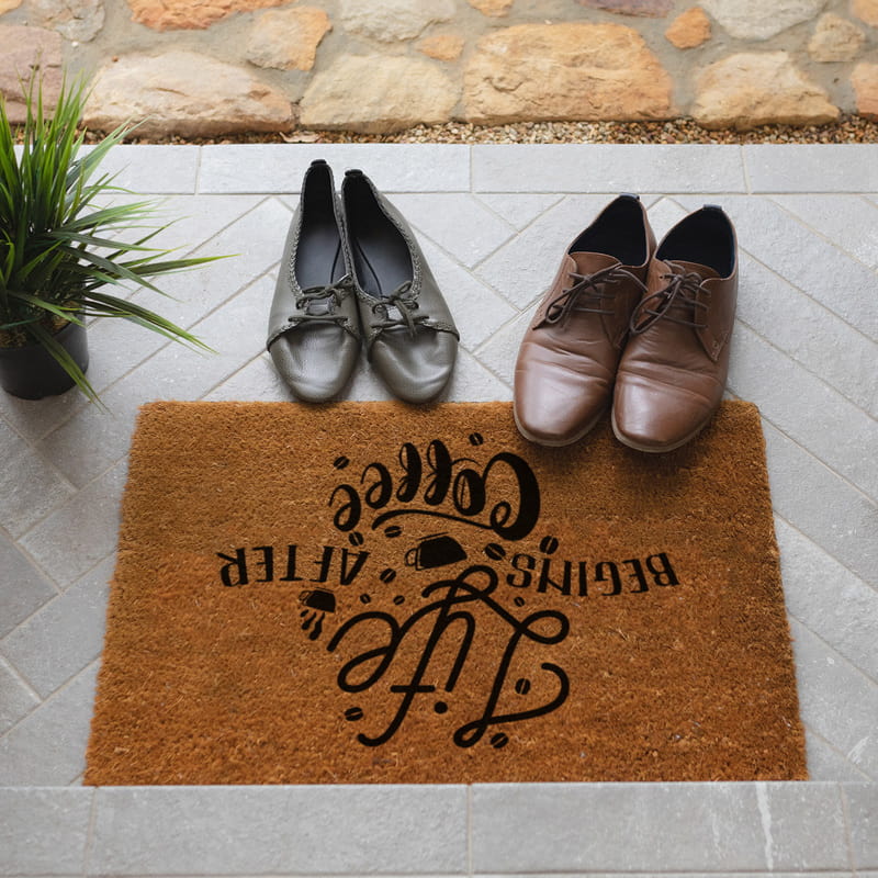 Hayat Kahveden Sonra Başlar Mottolu Cafelere Kapı Önü Paspas