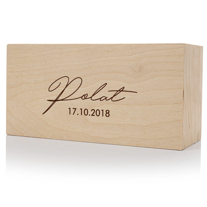 İmza Tasarımlı Kişiye Özel Ahşap Kutulu 2'li Viski Kadeh Seti