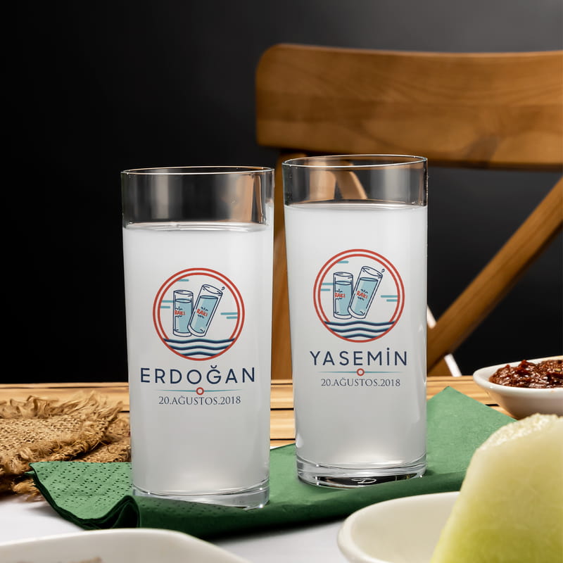 İsme Özel 4+1 Rakı Kadehi ve Karaf Seti