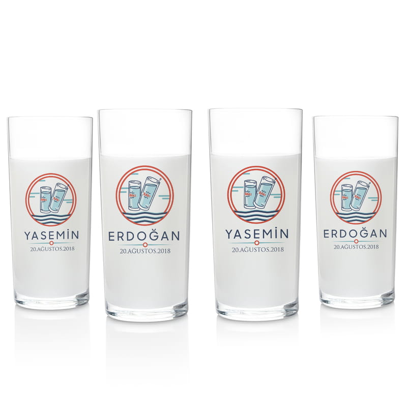 İsme Özel 4+1 Rakı Kadehi ve Karaf Seti