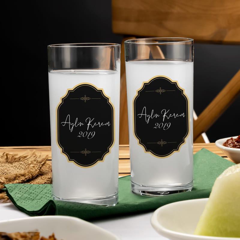 İsme Özel İmza Tasarımlı Rakı Kadehi Karaf Seti