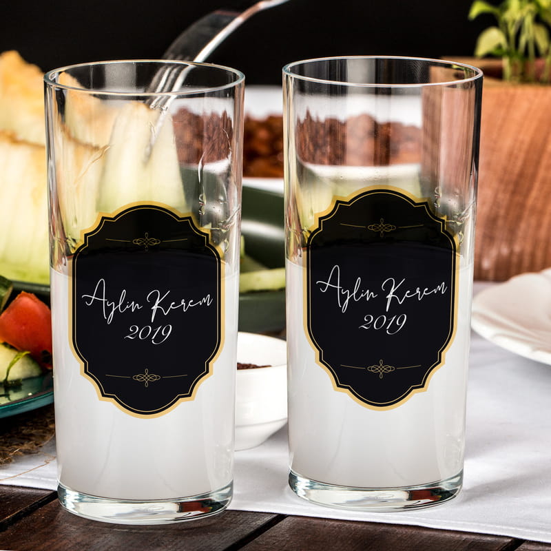 İsme Özel İmza Tasarımlı Rakı Kadehi Karaf Seti