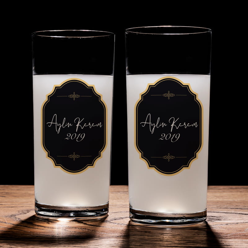 İsme Özel İmza Tasarımlı Rakı Kadehi Karaf Seti