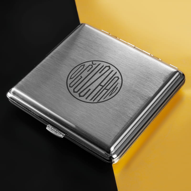 İsme Özel Monogram Logo Tasarımlı Metal Sigara Tabakası
