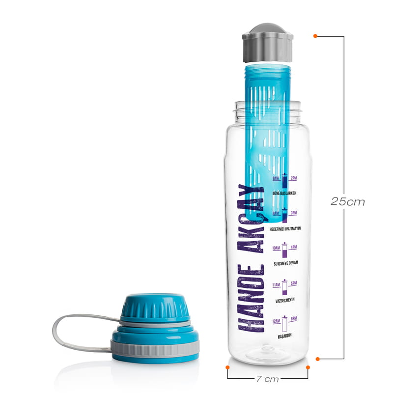 İsme Özel Su İçme Hatırlatıcı Tasarımlı Süzgeçli Su Şişesi