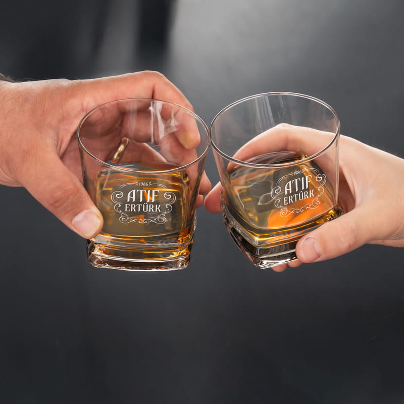 Kişiye Özel İsim Baskılı Texas 2li Viski Kadeh Seti